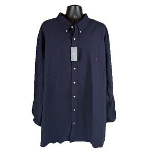 Polo Ralph Lauren Shirt Men's 5XB Navy Blue Oxford Button Down Long Sleeve New